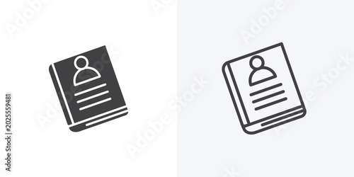 Biography icon vector sign symbol isolated on white. Stroke and clipart style