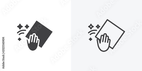 Cleaning cloth icon vector sign symbol isolated on white. Stroke and clipart style