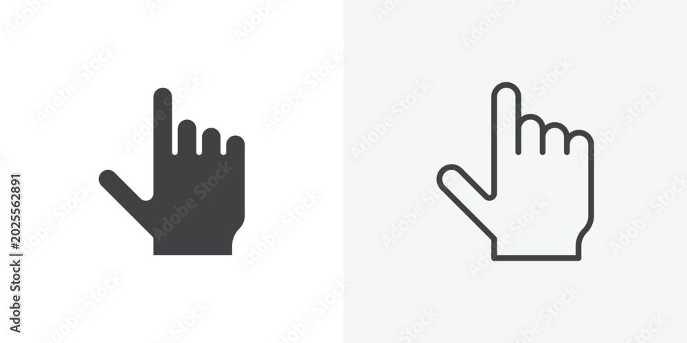 Fototapeta premium Cursor hand icon vector sign symbol isolated on white. Stroke and clipart style