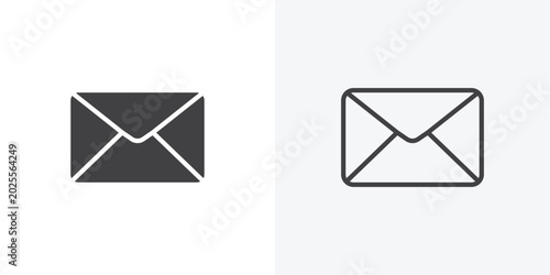 Email icon vector sign symbol isolated on white. Stroke and clipart style