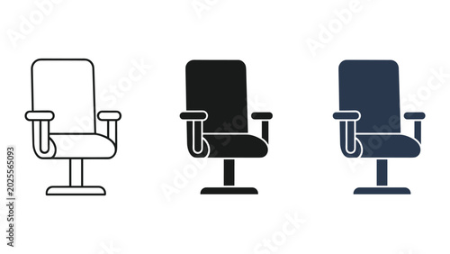 Obraz na płótnie Office chair icon set featuring three distinct styles including minimalist line
