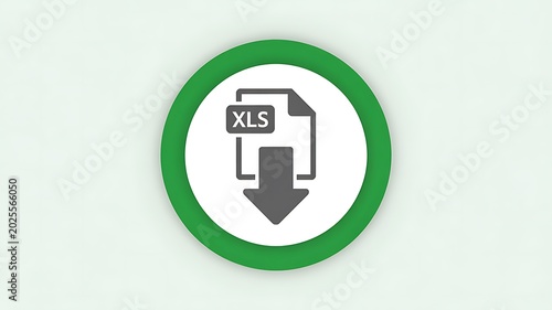 Excel spreadsheet download icon, green circle, XLS file symbol, data transfer