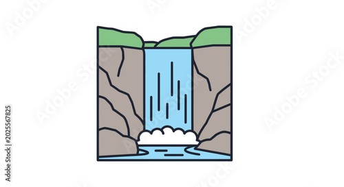 Fotografia Waterfall pouring down rocky cliffside stream.