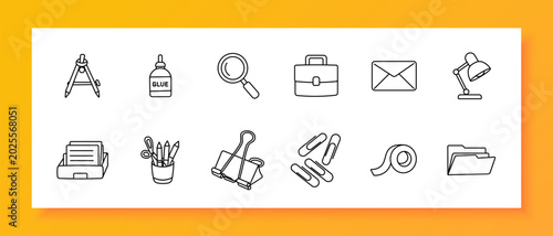 Tablou pe pânză Office stationery set icon