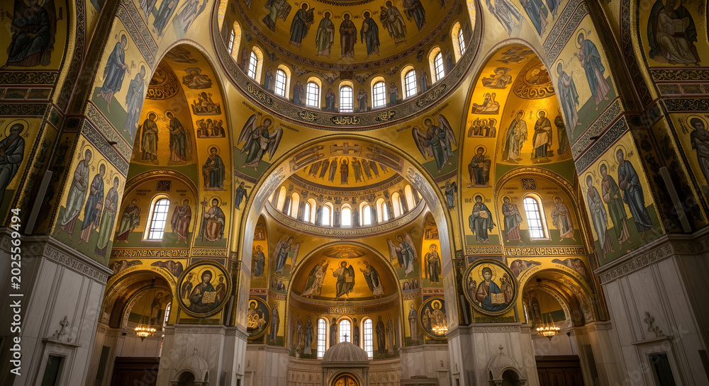 Fototapeta premium Interior of a Large Ornate Church.