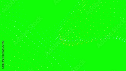Waves of glowing digital dot grids flow across a green screen in a seamless 3D animation loop perfect for technology intros and futuristic background overlays