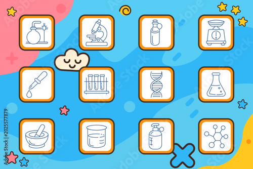 Fotografia Laboratory science set icon