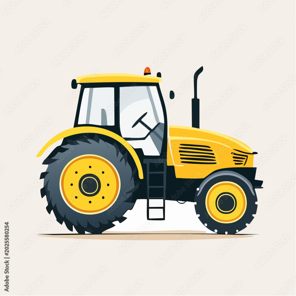 Obraz premium Yellow Tractor Illustration