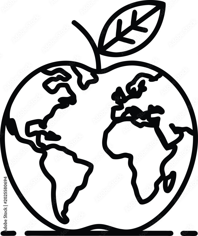 Fototapeta premium Global Ecology Concept with Earth Map inside Apple Graphic
