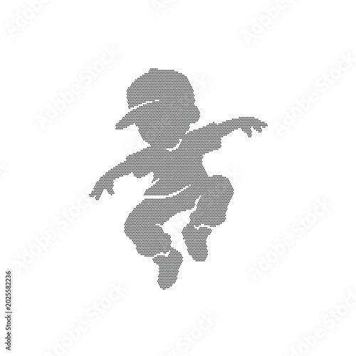 Foto Urban street dancer silhouette vector, hip hop boy jumping in mid-air, energetic