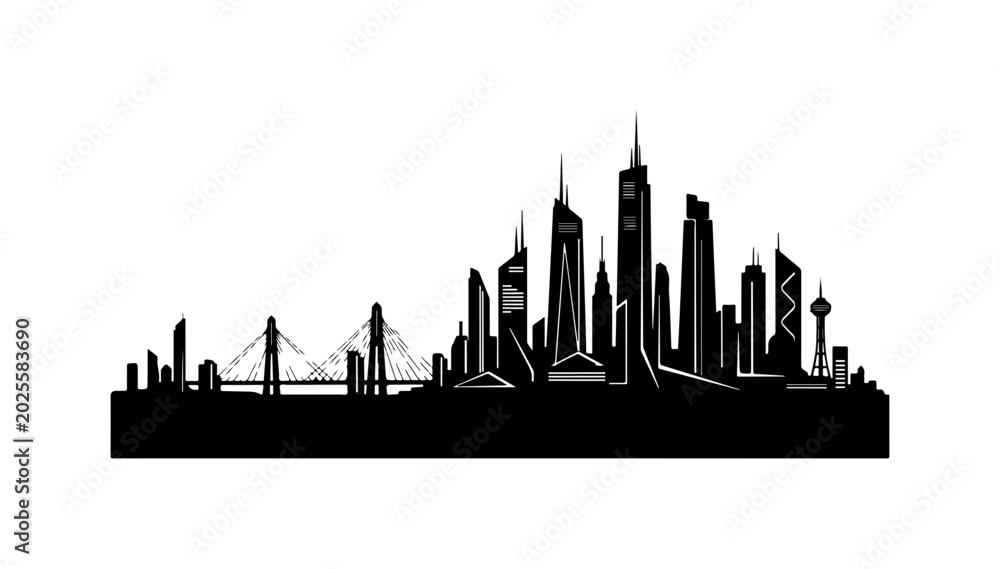 Fototapeta premium City skyline, urban silhouette, black cityscape, modern metropolis vector