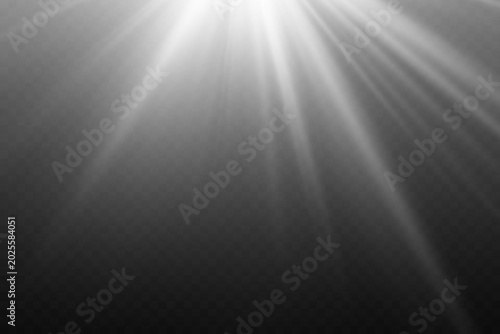Foto Bright beaming light rays descending from top corner creating an abstract effect