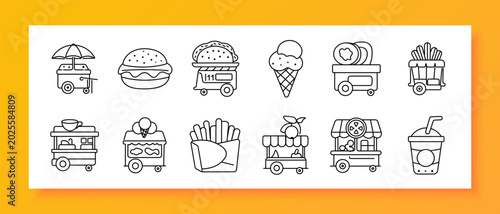 Canvas-taulu Fast food vendor set icon