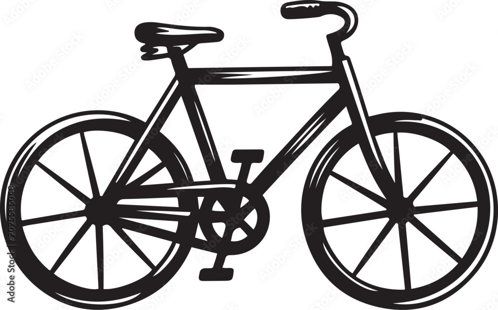 Fototapeta premium Hand Drawn bicycle illustration isolated on background. Black icon silhouette vector