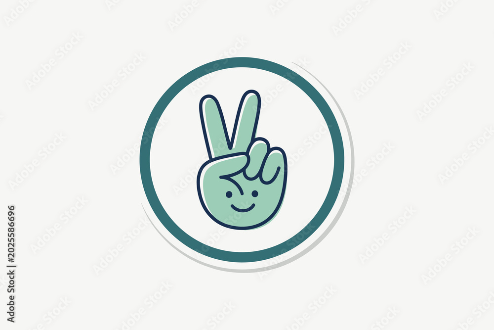Fototapeta premium Friendly Peace Sign Smiley Hand Icon1.eps