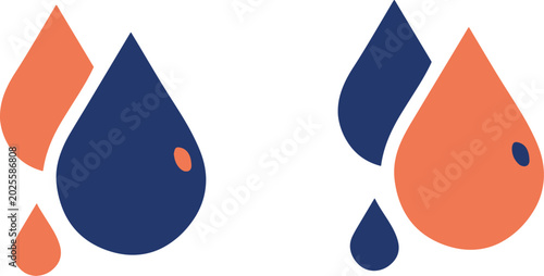 Fotografie Illustrazione vettoriale di icone con gocce d’acqua in vari stili