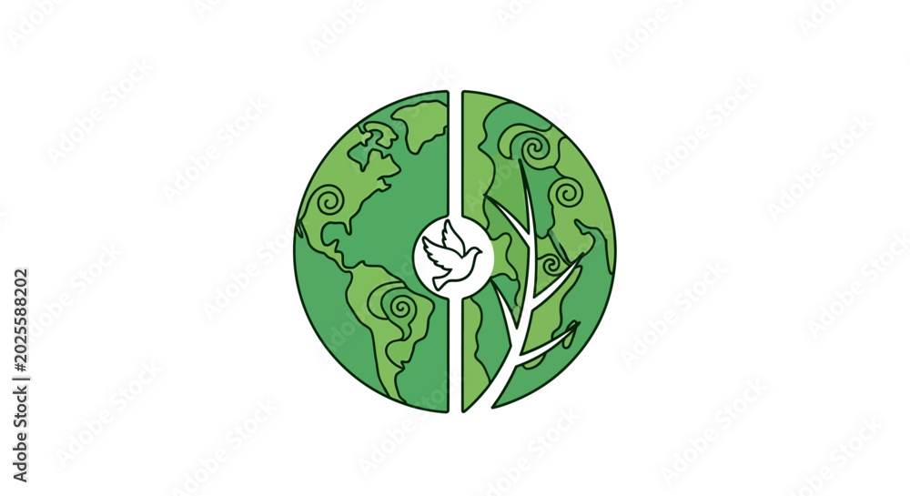Obraz premium Green Earth with Tree Symbol.