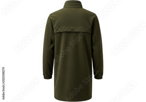 Green waterproof jacket with zipper and back pocket