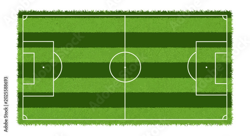 Photography Soccer field with white lines markings.