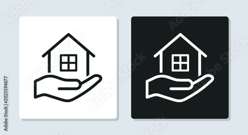 Foto Hand with house icon set representing housing support, protection, and property