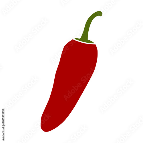 Red chilli pepper vector illustration icon for spicy food products 