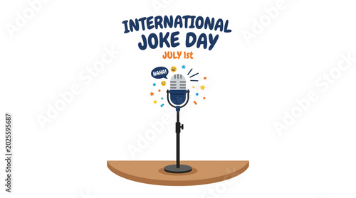 Cuadro en lienzo International Joke Day July 1st Microphone Comedy Stand