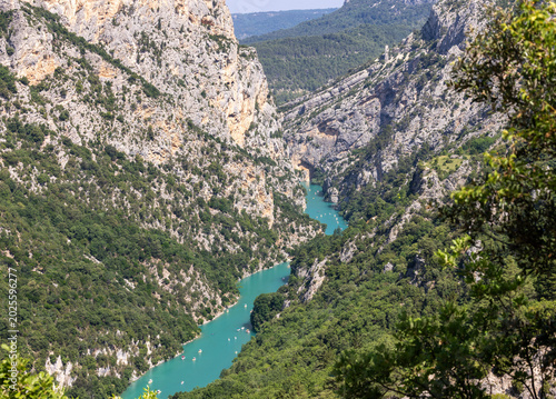 Breathtaking views  on the Gorges du Verdon  a deep, steep canyon formed by the Verdon River located in the Alpes-de-Haute-Provence region of Southeastern France.