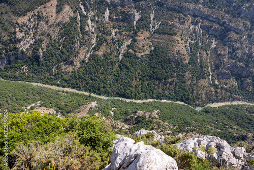 Breathtaking views from The Route des Crêtes on the Gorges du Verdon  a deep, steep canyon formed by the Verdon River located in the Alpes-de-Haute-Provence region of Southeastern France.