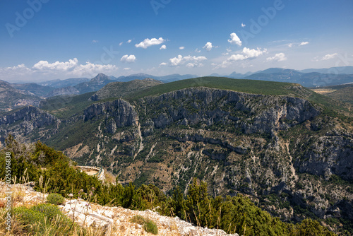 Breathtaking views from The Route des Crêtes on the Gorges du Verdon  a deep, steep canyon formed by the Verdon River located in the Alpes-de-Haute-Provence region of Southeastern France.
