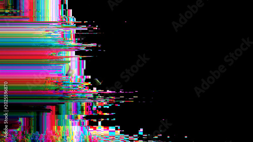 Futuristic Abstract Digital Design with Distorted Colors and Dynamic Glitch Effects