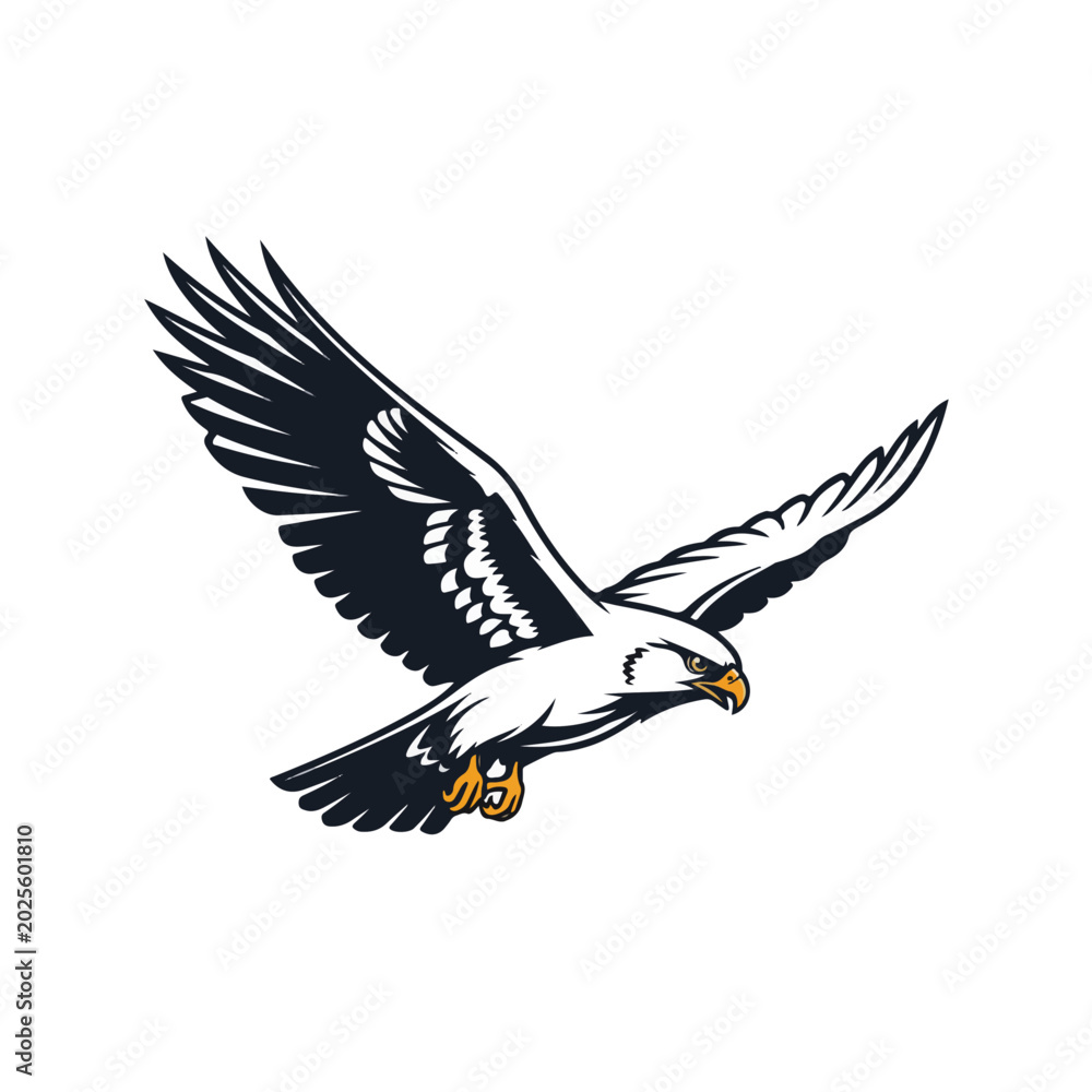 Fototapeta premium flying bald eagle vector mascot logo design