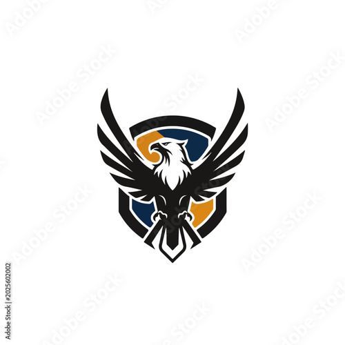 Modern Eagle Shield Mascot Vector Logo Template