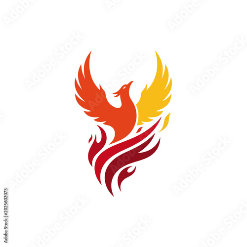 Phoenix Fire Bird Gradient Logo Vector Template