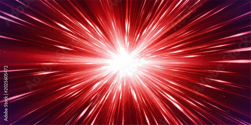 Canvastavla A brilliant burst of red light radiates outwards, creating a dynamic and energetic starburst effect with sharp lines and a glowing center
