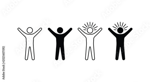 Tableau sur toile Human figure icon set representing energy, excitement, and enlightenment in outl
