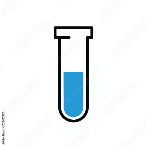 Minimalist icon of a laboratory test tube with blue liquid.