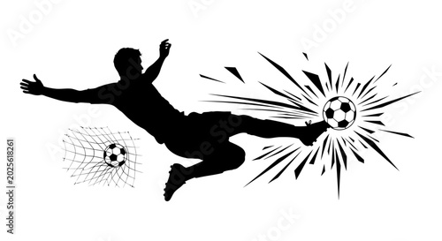 Cuadro en lienzo FIFA Would Cup Soccer player kicking ball, football silhouette, sports action, k