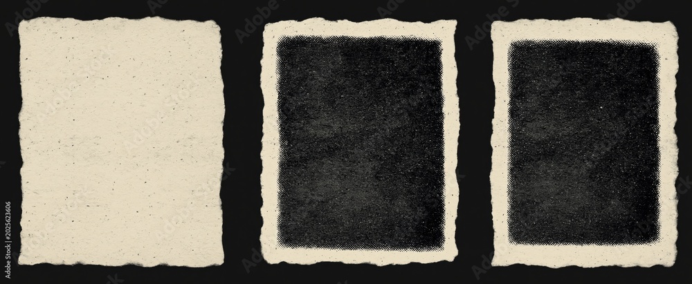 Fototapeta premium Vintage parchment photocopy texture collection with rugged frames and speckled backgrounds.