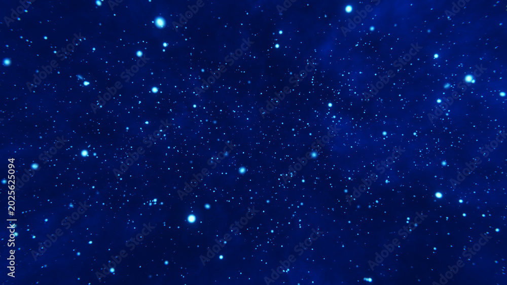 Fototapeta premium Abstract starry night sky with bright stars and a deep blue background