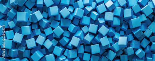 Abstract pile of blue 3D cubes texture background for technology and data visualization design