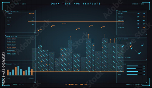 Futuristic digital radar sweep interface with data visualization elements vector illustration