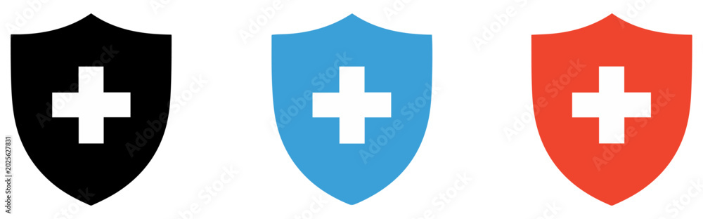 Fototapeta premium shield cross warning icon set