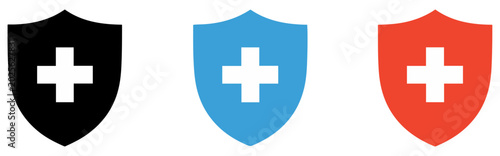 Konstfotografi shield cross warning icon set