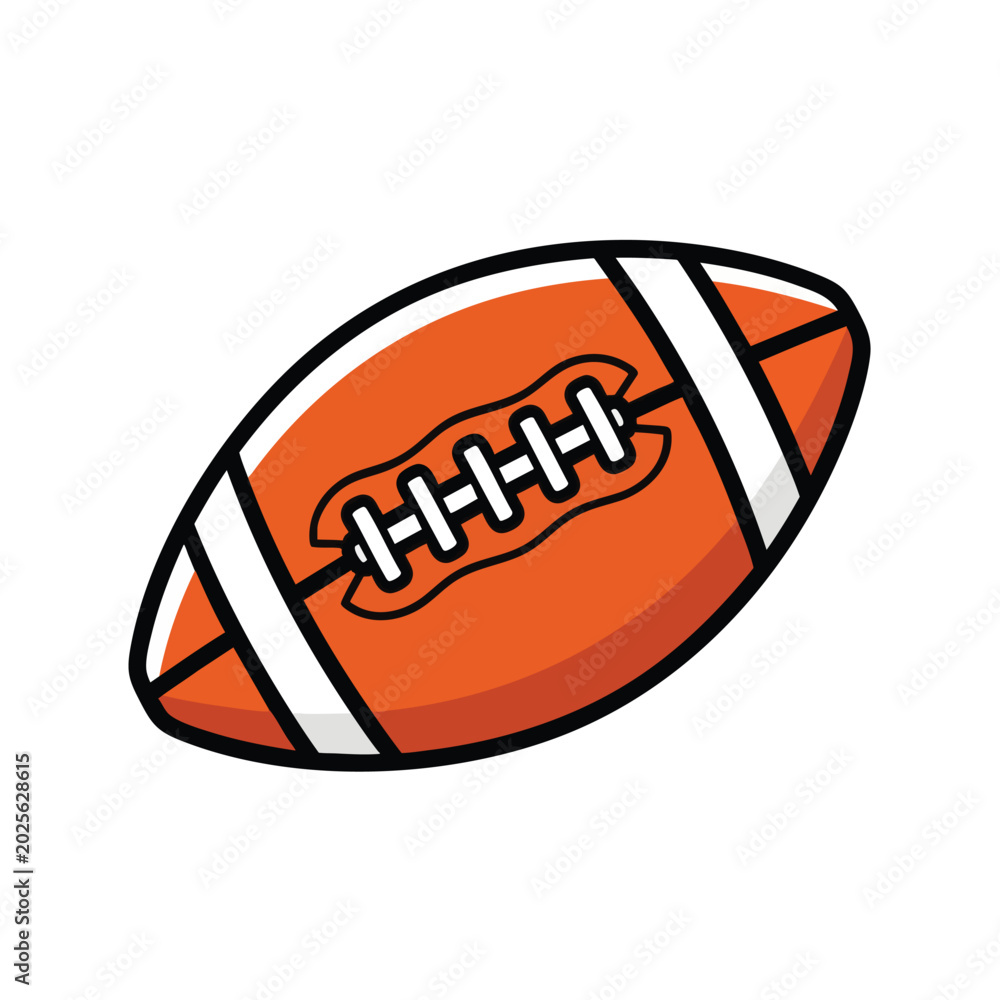 Obraz premium Cartoon style illustration of an American football ball isolated on white background.
