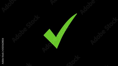 Green Check Mark Icon Animation, Approval Symbol, Verified Success Tick for Business Presentation.