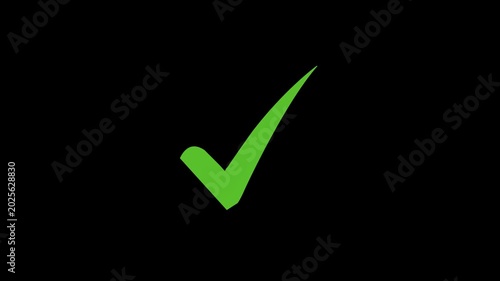 Green Check Mark Icon Animation, Approval Symbol, Verified Success Tick for Business Presentation.