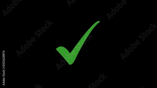 Green Check Mark Icon Animation, Approval Symbol, Verified Success Tick for Business Presentation.