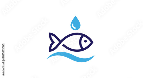 A simple blue fish icon with water.