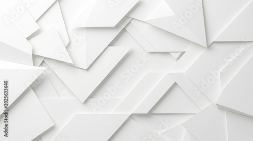 Abstract White Geometric Paper Background – Modern Minimal 3D Layered Shapes Texture Design