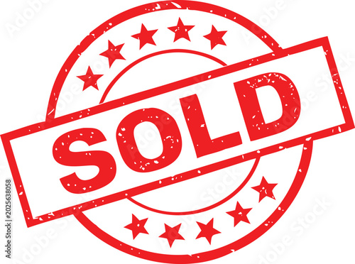 Red sold stamp with stars